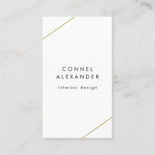 Cartão De Visita Linhas Douradas Geométricas Modernas Verticais