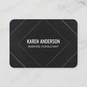 Cartão De Visita Linhas Douradas na moda/Couro Negra