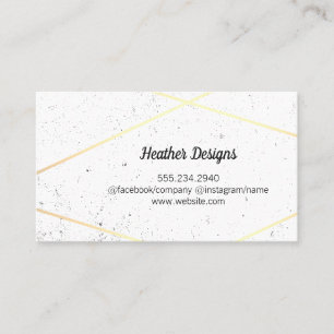 Cartão De Visita Linhas Dourados geométricas e salpicado