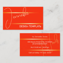 Cartão De Visita Linhas Elegantes Simples Vermelhas Brilhantes Siga