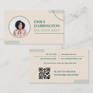Cartão De Visita Linhas Finas Código QR de Foto Agente Imobiliário