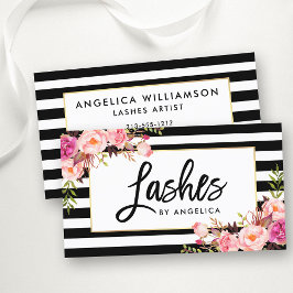 Cartão De Visita Linhas Florais Cor-de-Rosa Cor-de-Pincel Strike