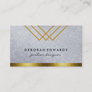 Cartão De Visita Linhas geométricas brilho com guarnição Dourado