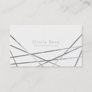 Cartão De Visita Linhas Geométricas Modernas Prata Glam Personaliza
