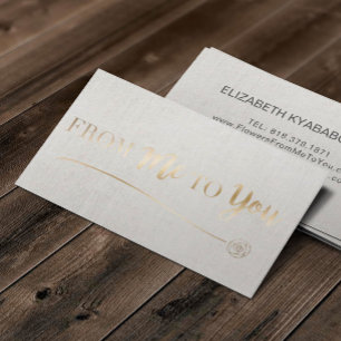 Cartão De Visita Linho elegante do logotipo Dourado feito sob