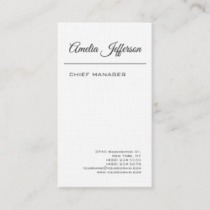 Cartão De Visita Linho profissional minimalista da escrita clássic