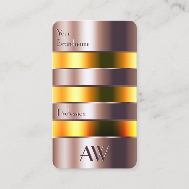 Cartão De Visita Líquidos e Monograma de vidro Dourado moderno (Frente)