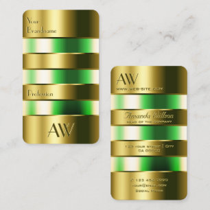 Cartão De Visita Líquidos Verdes Dourados com Reservatório de Vidro