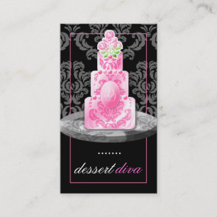 Cartão De Visita Liquorice do monograma   da diva 311-Dessert
