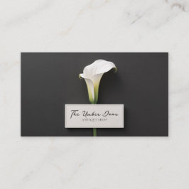 Cartão De Visita Lírio-de-callas Preto Minimalista Floral Moderno E