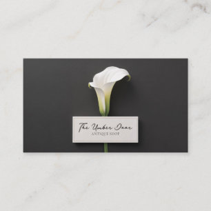 Cartão De Visita Lírio-de-callas Preto Minimalista Floral Moderno E