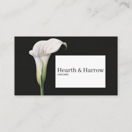 Cartão De Visita Lírio Elegante Branco Cala Minimalista Floral Pret