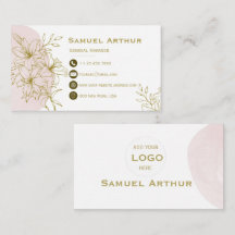 Cartão de Visita - Lírio Floral Dourado Elegante