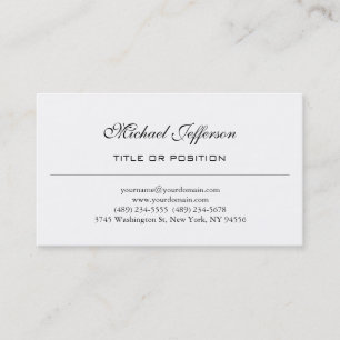 Cartão de visita liso simples preto & branco do