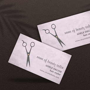 Cartão De Visita Lista de Cabelos de Tesoura Rosa com Textura Girad