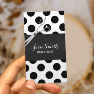 Cartão De Visita Lista de Cabelos do Classy Black & White Bolinhas
