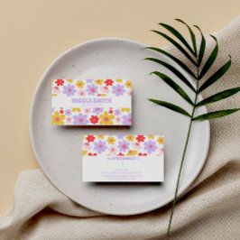 Cartão De Visita Lista de Espelhos Florais Coloridos Púrpura da Gro