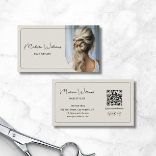Cartão De Visita Lista de Estilos de Cabelo QR Personalizado de Scr