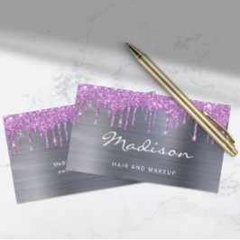Cartão De Visita Lista de Estilos de Drives de Glitter Roxo Moderno