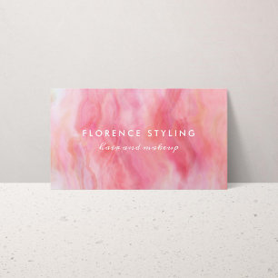 Cartão De Visita Lista de Estilos do Cabelo de Aquarela Rosa Pêsseg