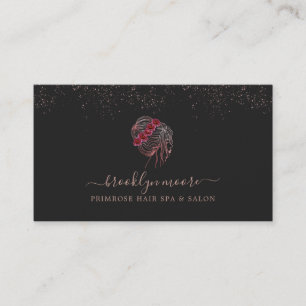 Cartão De Visita Lista de Estilos do Logotipo Floral Dourado rosa  