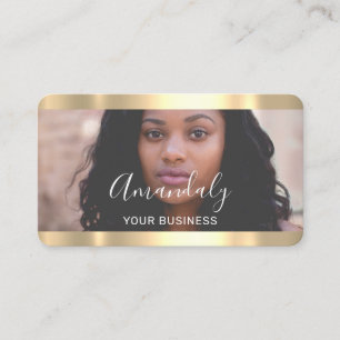 Cartão De Visita Lista de fotos Dourada Fotografia do Hairdresser Q