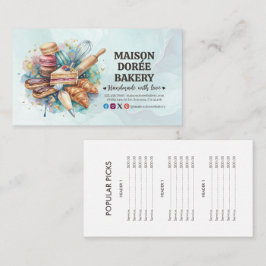 Cartão De Visita Lista de Preços Ouro de Padaria Confeitaria Cateri
