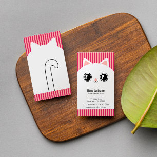 Cartão de visita listrado da cara branca bonito d