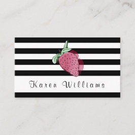 Cartão de visita listrado do logotipo da morango