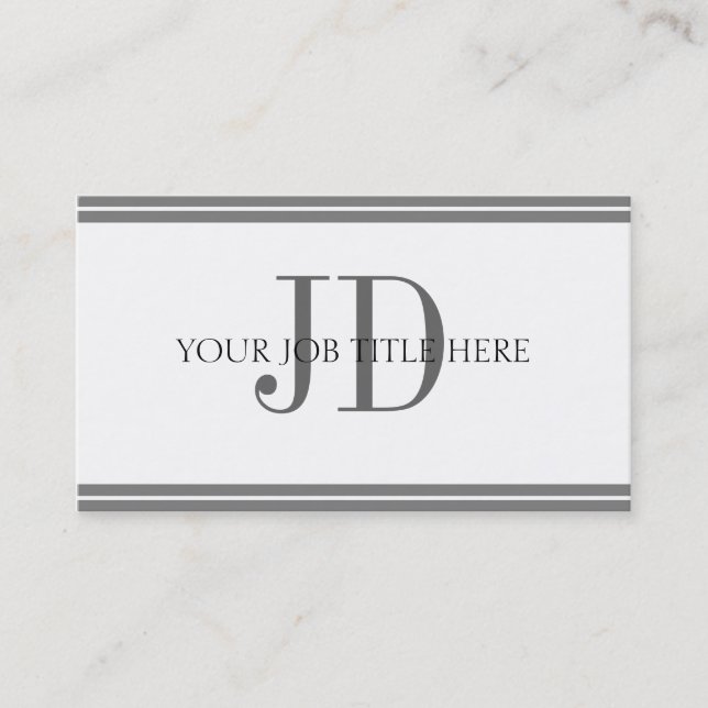 Cartão De Visita Listras brancas/cinzentas de YourJobTitle (Frente)