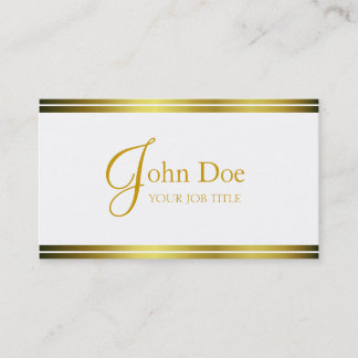 Cartão De Visita Listras brancas de YourJobTitle/Dourados elegantes