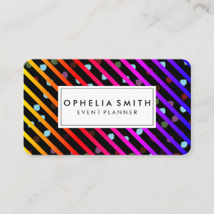Cartão De Visita Listras chiques festivas e textura dos pontos