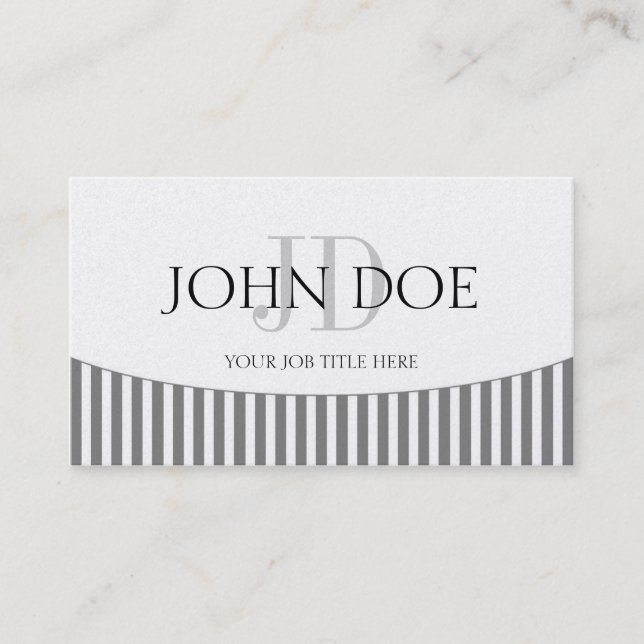 Cartão De Visita Listras do monograma de YourJobTitle/papel (Frente)