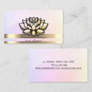 Cartão De Visita Listras Douradas Elegantes Holográficas Chic Lotus