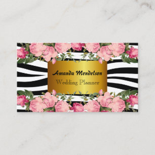 Cartão De Visita Listras e rosas da zebra do Sophisticate