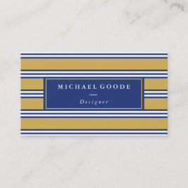 Cartão De Visita Listras elegantes dos azuis marinhos & da mostarda