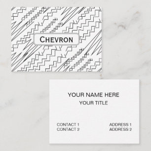 Cartão De Visita Listras em Zigue-Zague Chevron Preto e Branco