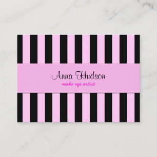 Cartão De Visita Listras (linhas paralelas) - preto cor-de-rosa