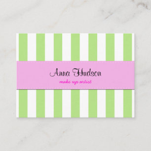 Cartão De Visita Listras (linhas paralelas) - rosa verde branco