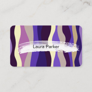 Cartão De Visita Listras Onduladas Elegantes Roxas Modernas