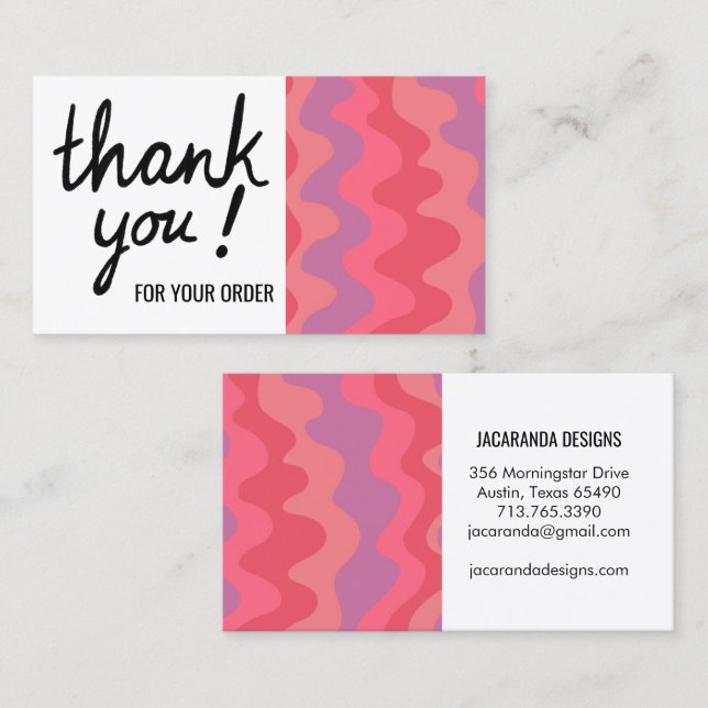 Cartão De Visita Listras onduladas Obrigado pelo Compro do seu pedi (Frente/Verso)