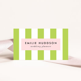 Cartão De Visita Listras Verdes, Listras Brancas, Padrão Lachado