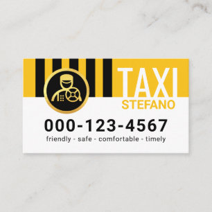 Cartão De Visita Listras Verticais Pretas de Táxi Especial