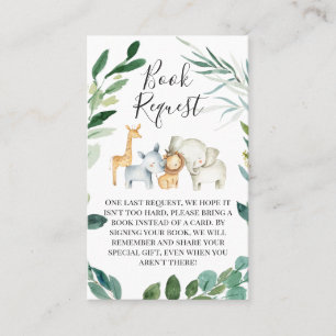 Cartão De Visita Livro de Animais Safari de Folhagem Verde Pedido I