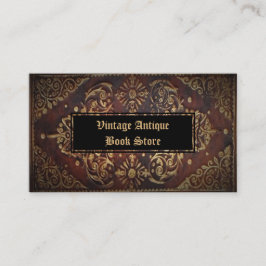 Cartão De Visita Livro Dourado de Couro Antiquado da Vintage