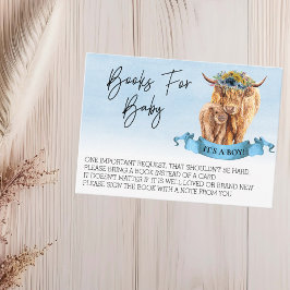 Cartão De Visita Livros para o Chá de fraldas Highland Cow Boy Calf