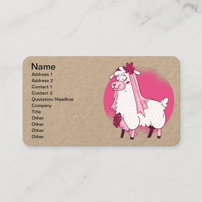 Cartão De Visita Llama Bride (Frente)