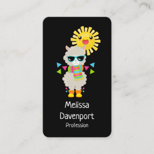 Cartão De Visita Llama Legal e Kawaii Sun sorridente