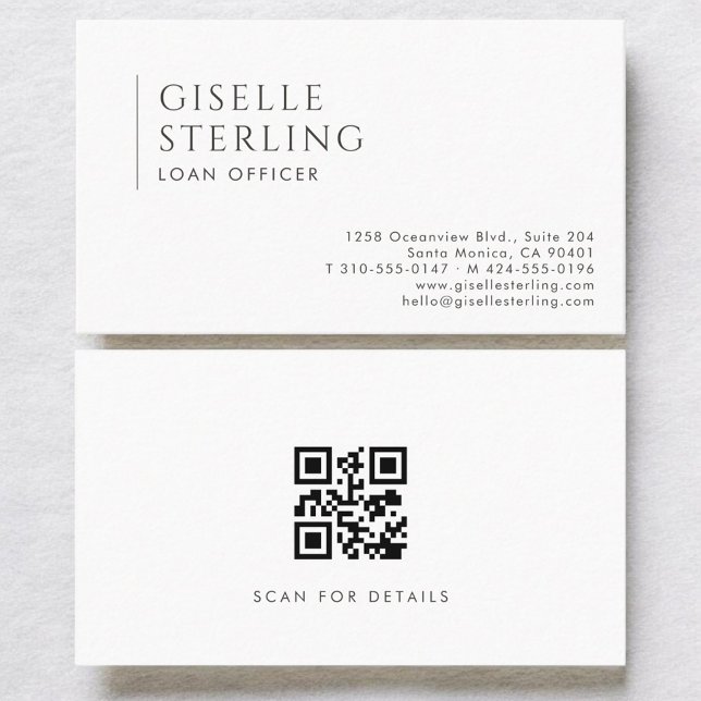 Cartão De Visita Loan Officer Modern Professional QR Code (Criador carregado)