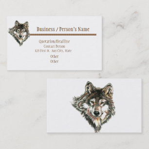 Cartão De Visita Lobo-Cachorro-Aquarela, Lobos Animais Selvagens